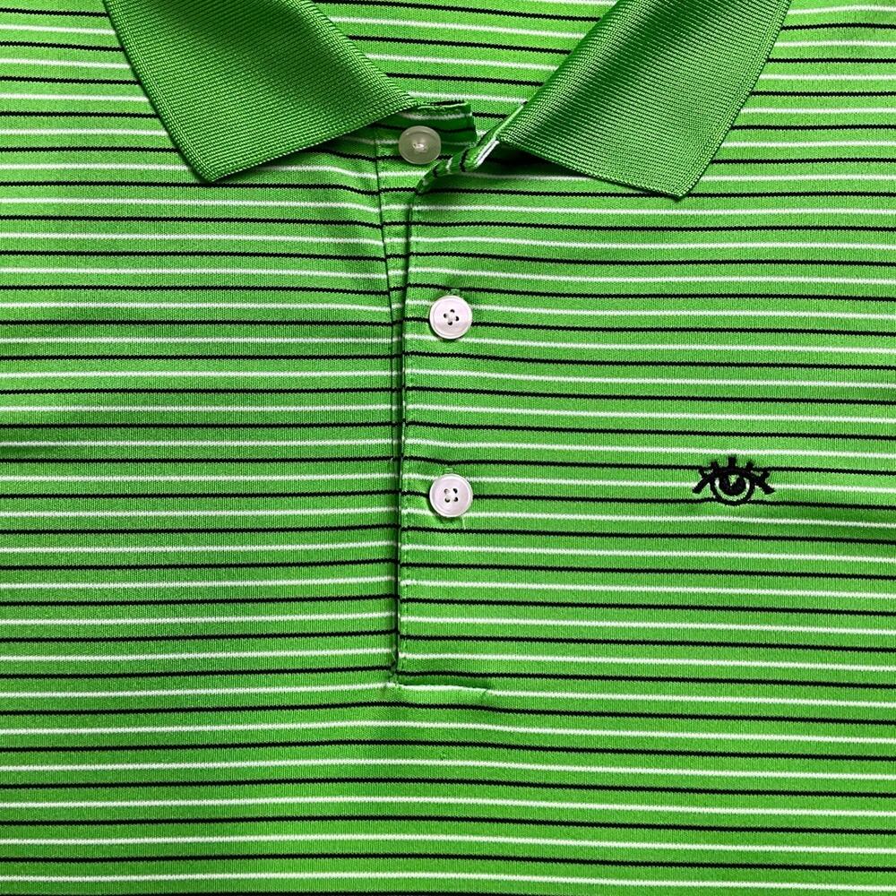 Men's Ashworth Golf Polo Activewear 3XL Green White Black Pin Stripe - Picture 10 of 13